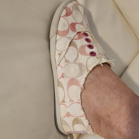 Coach Pink and Cream Slip-On Sneakers - Picture 6 of 9